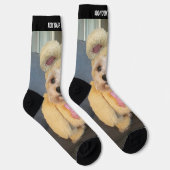 Ein vertikales Foto und Text oben - auf jedem Socken (Rechts)