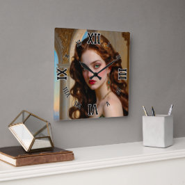 Ein verzaubertes Portrait der Smaragdgrünen Kaiser Quadratische Wanduhr