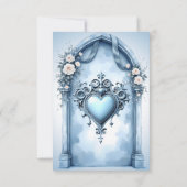 Ein verzierter, hellblauer Bogen mit Blumenakzente Dankeskarte (Rückseite)