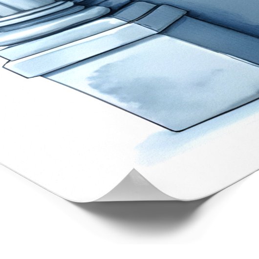 Ein verzierter, hellblauer Bogen mit Blumenakzente Poster (Ecke)