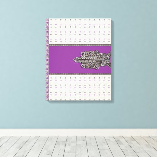 Ein verzierter Schal, der lila und braune Farbtöne Leinwanddruck (Insitu (Holzboden))