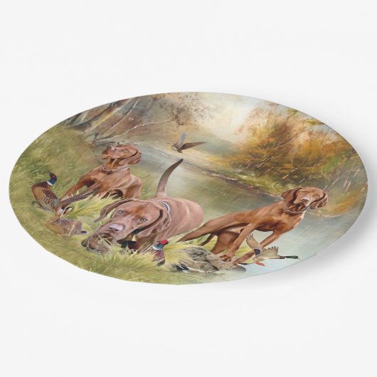 Ein vielseitiger Aristokrat in Ungarisch Vizsla Pappteller (Schrägansicht)