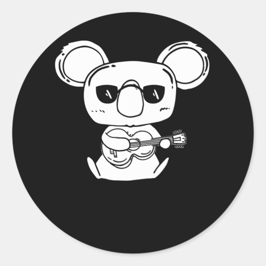 Ein vier String Ukulele Instrument mit Koala Runder Aufkleber (Vorderseite)