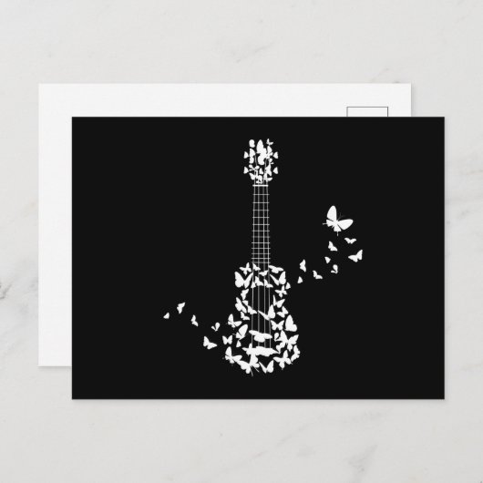 Ein vier String Ukulele Instrument mit wunderschön Postkarte (Vorne/Hinten)