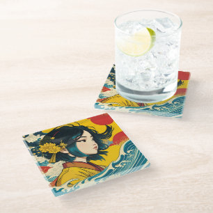 Ein vietnamesisches Mädchen im Vollblut Glasuntersetzer