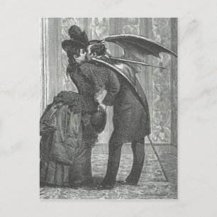 Ein viktorianischer/gotischer geflügelter Vampir-K Postkarte