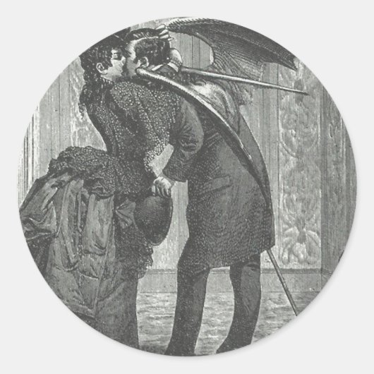 Ein Viktorianischer Kuss/Gothic Winged Vampire Runder Aufkleber (Vorderseite)