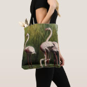 Ein Vintag rosa Flamingo Schultertasche Tasche (Von Nahem)