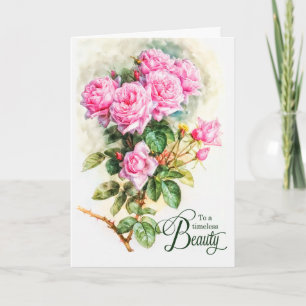 Ein Vintage-Beauty-Rosengarten-Geburtstag Karte