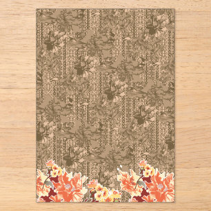 Ein vintage Blumenmuster mit aufwendigem braunem D Acryleinladungen