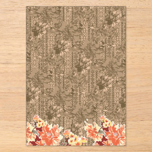 Ein vintage Blumenmuster mit kompliziertem braunem Acryleinladungen