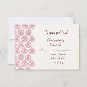 Ein Vintage-Damask-RSVP rosa/creme RSVP Karte