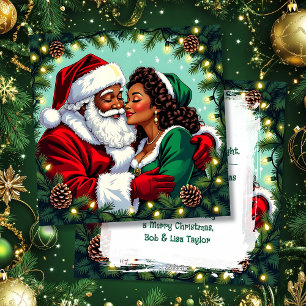 Ein Vintage-Mr-und-Mrs-Claus-personalisiertes Weih Feiertagskarte