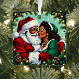 Ein Vintage-Mr-und-Mrs-Claus-Weihnachten Personali Ornament Aus Metall