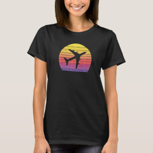 Ein vintage Sonnenuntergang 747-Jet-Flugzeug 4 T-Shirt