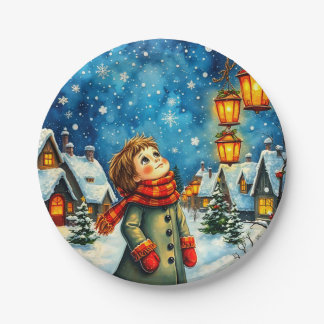 EIN VINTAGER JUNGS-CHRISTMAS ~ Niedlich ~ Pappteller