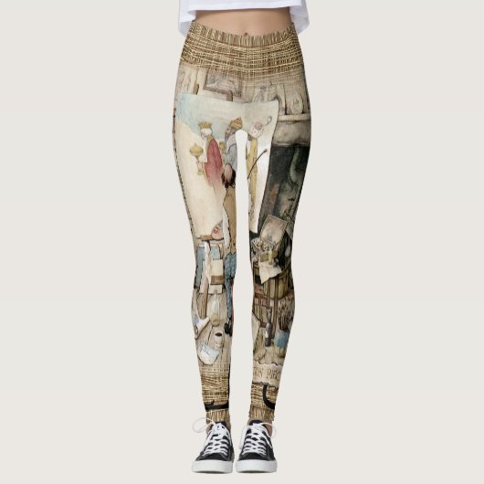 Ein Vintager Kunstdruck Leggings (Vorderseite)