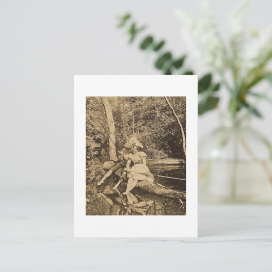 Ein Vintager Kuss-Angelfreund stehlen Postkarte (Stehend Vorderseite)