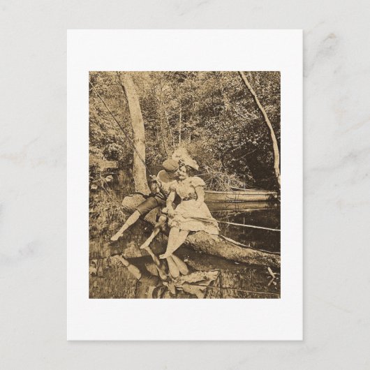 Ein Vintager Kuss-Angelfreund stehlen Postkarte (Vorderseite)