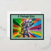 Ein Vintager Kuss Folien Feiertagspostkarte (Vorderseite/Rückseite)
