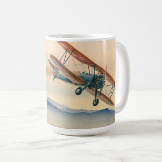 Ein Vintager Stearman BiPlane, der in die Vergange Kaffeetasse