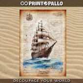 Ein Vintages Blatt mit einem Segelschiff. Seidenpapier