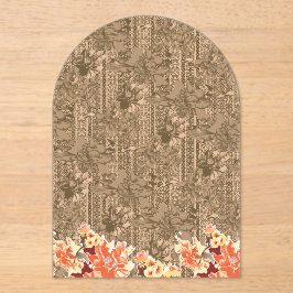 Ein Vintages Blumenmuster mit aufwändiger brauner  Acryleinladungen