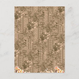 Ein Vintages Blumenmuster mit aufwändiger brauner Feiertagspostkarte