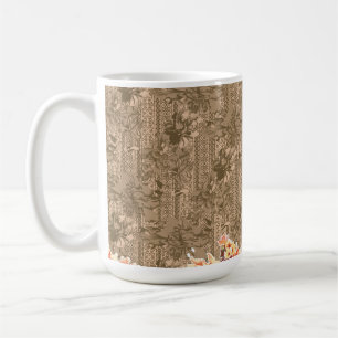 Ein Vintages Blumenmuster mit aufwändiger brauner Kaffeetasse