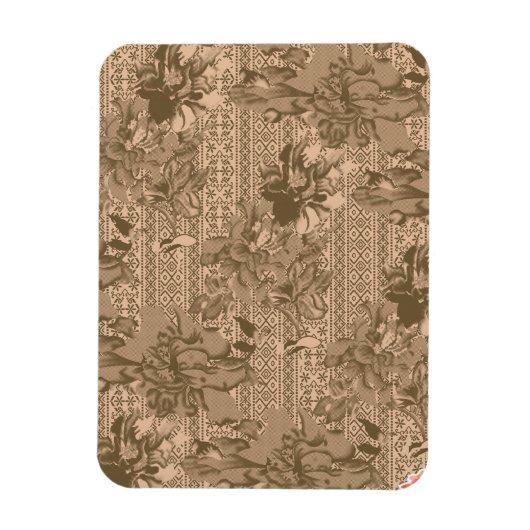 Ein Vintages Blumenmuster mit aufwändiger brauner  Magnet (Vertikal)