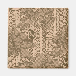 Ein Vintages Blumenmuster mit aufwändiger brauner  Magnet