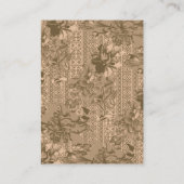 Ein Vintages Blumenmuster mit aufwändiger brauner  Visitenkarte (Rückseite)