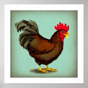 Ein Vintages Brown Rooster Poster