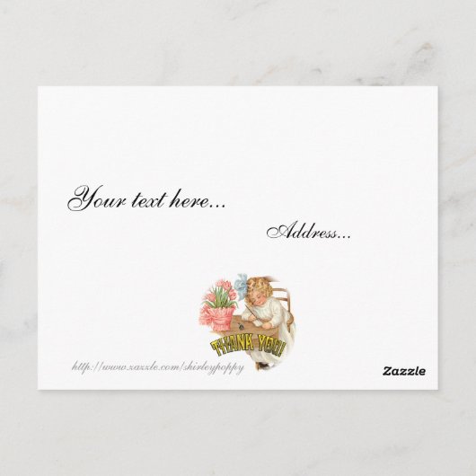 Ein Vintages Dankeschön Postkarte (Rückseite)