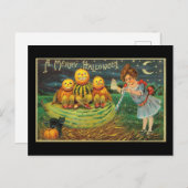 Ein Vintages Halloween Pumpkin Melons Girl Postkarte (Vorne/Hinten)