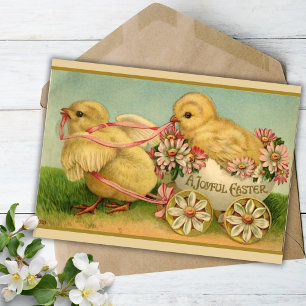 Ein Vintages Ostern-Chicks nach Maß Feiertagskarte