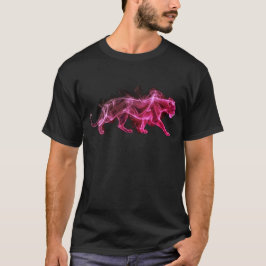 Ein violetter Leopard auf einem schwarzen T-Shirt 