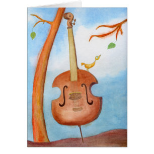 Ein Vogel auf einem Cello