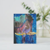 Ein Vogel, der blau ist Mixed Media Collage Postkarte (Stehend Vorderseite)