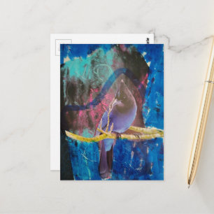 Ein Vogel, der blau ist Mixed Media Collage Postkarte
