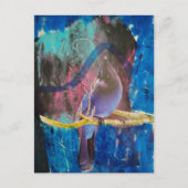 Ein Vogel, der blau ist Mixed Media Collage Postkarte (Vorderseite)