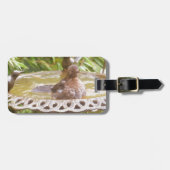 Ein Vogel im Bad Gepäckanhänger (Vorderseite horizontal)