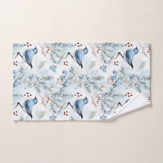 Ein Vogel im kalten Winter - Badhandtuch Set (Handtuch)