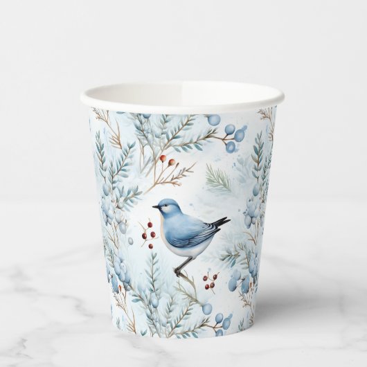 Ein Vogel im kalten Winter - Pappbecher (Links)