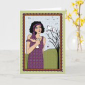 Ein Vogel in der Hand_A Grußkarte Karte (Gelbe Blume)