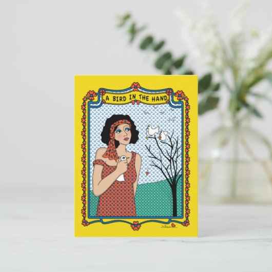 Ein Vogel in der Hand_B_ Postkarte (Stehend Vorderseite)