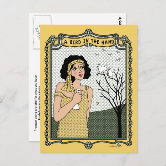 Ein Vogel in der Hand_C_ Postkarte (Vorne/Hinten)