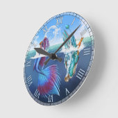 Ein Vogel kann eine Fischuhr Liebe Runde Wanduhr (Winkel)