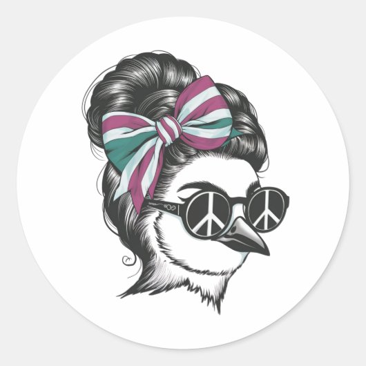 ein Vogel mit elegant gestyltem Haar Runder Aufkleber (Vorderseite)