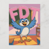 Ein Vogel mit FDT-Buchstaben in einem Klassenzimme Postkarte (Vorderseite)